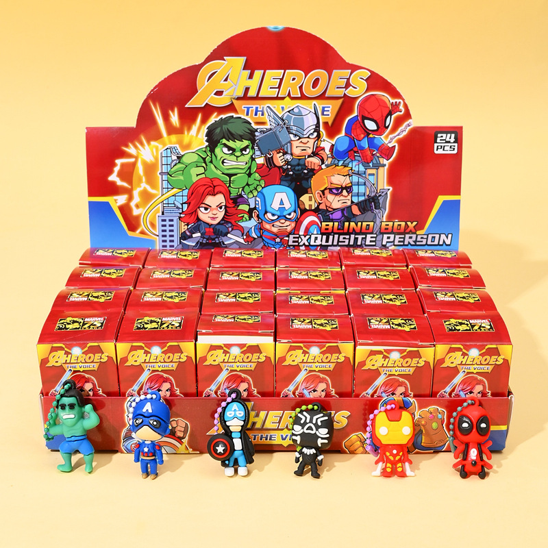 クロスボーダー新マーベルシリーズ 24 小箱ブラインドボックスおもちゃ人形キーホルダーペンダントスパイダーマンキャプテンアメリカ|undefined