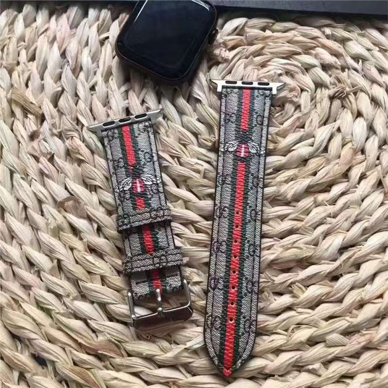 适用于苹果49手表带42潮牌印花黑锋皮质腕表带38iwatch40皮碗带44|undefined