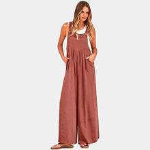V 47600 Linen solid wide leg cami jumpsuit ���鴿ɫ���ȵ���