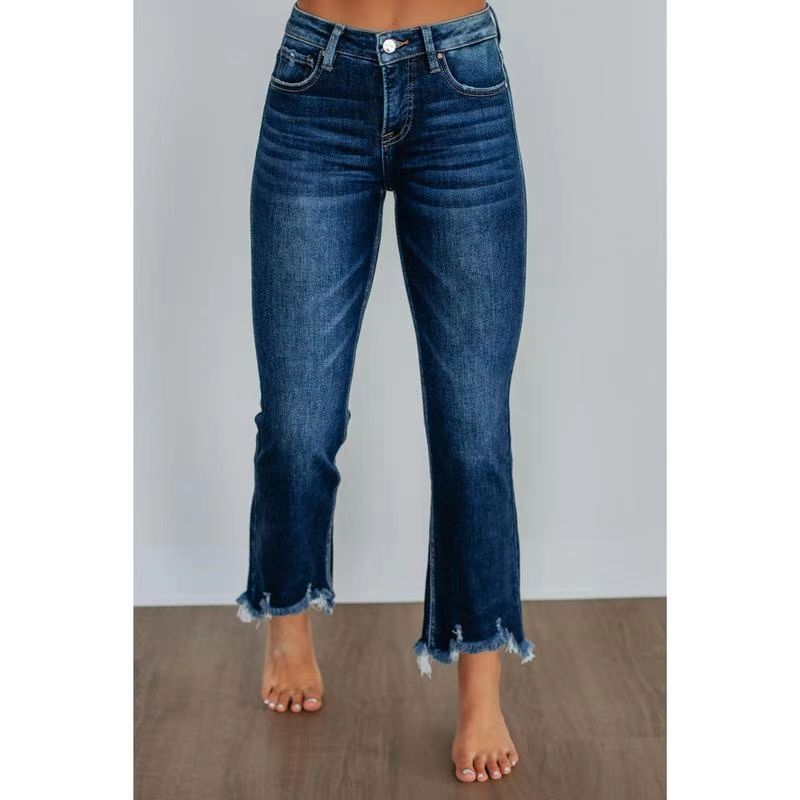 2025 New Women's Flared Denim Cropped Pants Cross-Border Temu Xiyin速卖通 Hot-Selling Butt-Lifting Wide-Leg Slimming Pants