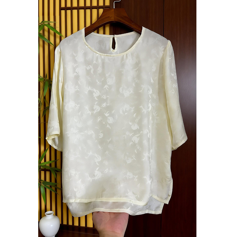 027 Chinese-Style Silk Jacquard Floral Shirt, Sizes S m L XL Xxl, Nanyou Special Price, No Returns or Exchanges