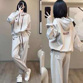 新品 新品 运动服休闲套装女春秋季新款连帽卫衣宽松显瘦束脚裤子