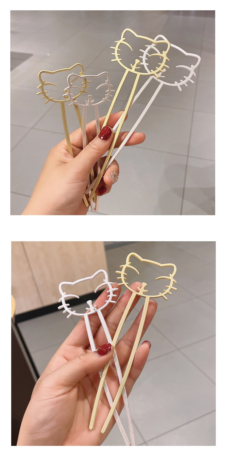 Simple Cat Metal Plate Hairpin Wholesale display picture 3