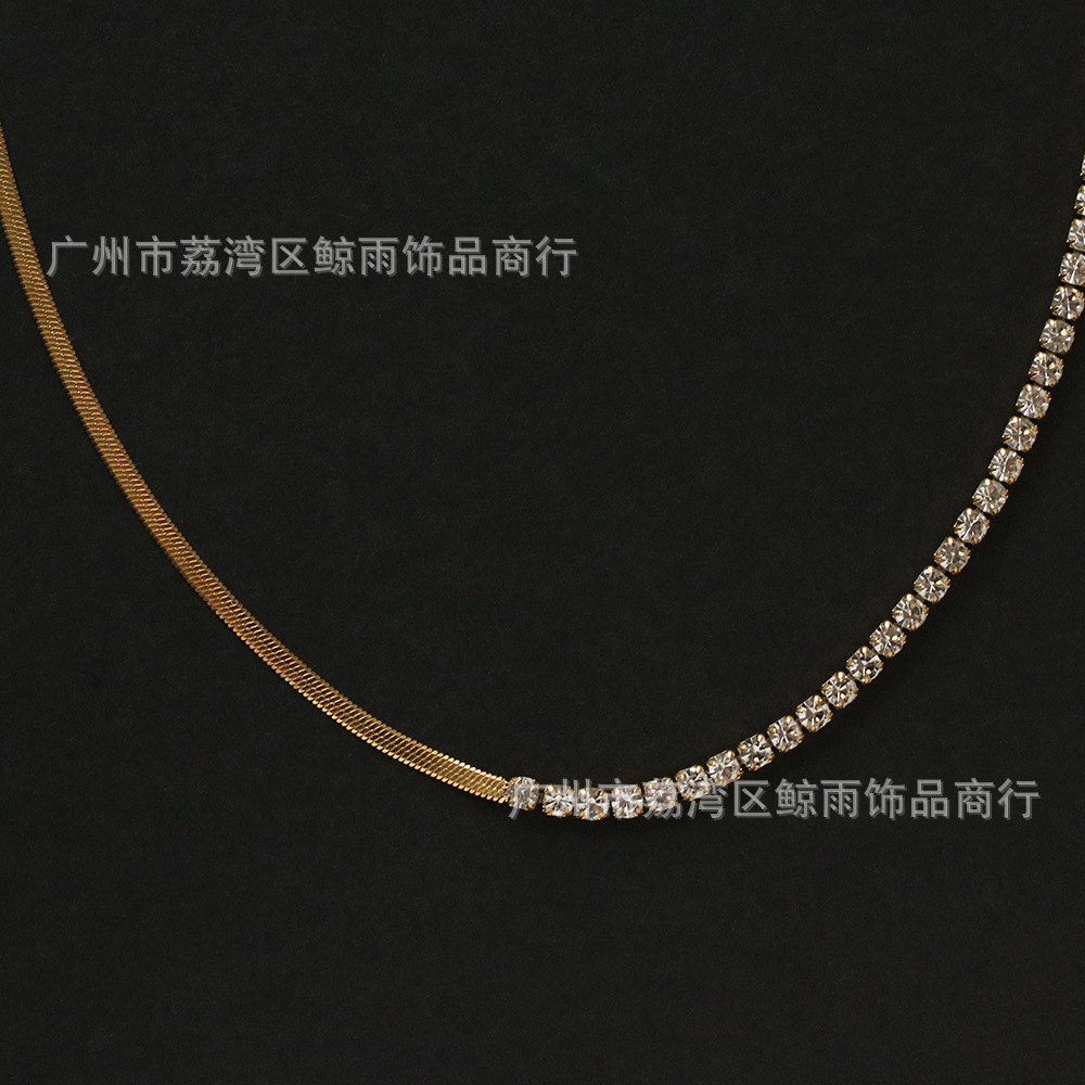 fashion geometric snake bone claw zircon chain titanium steel necklace