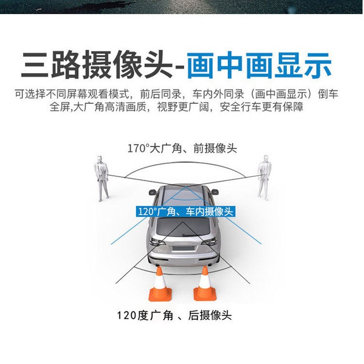(2개) 야간 투시경 CARDVR 재고 국경 간 새로운 3 렌즈 구동 레코더 3 방향 고화질 비디오 주차 모니터링