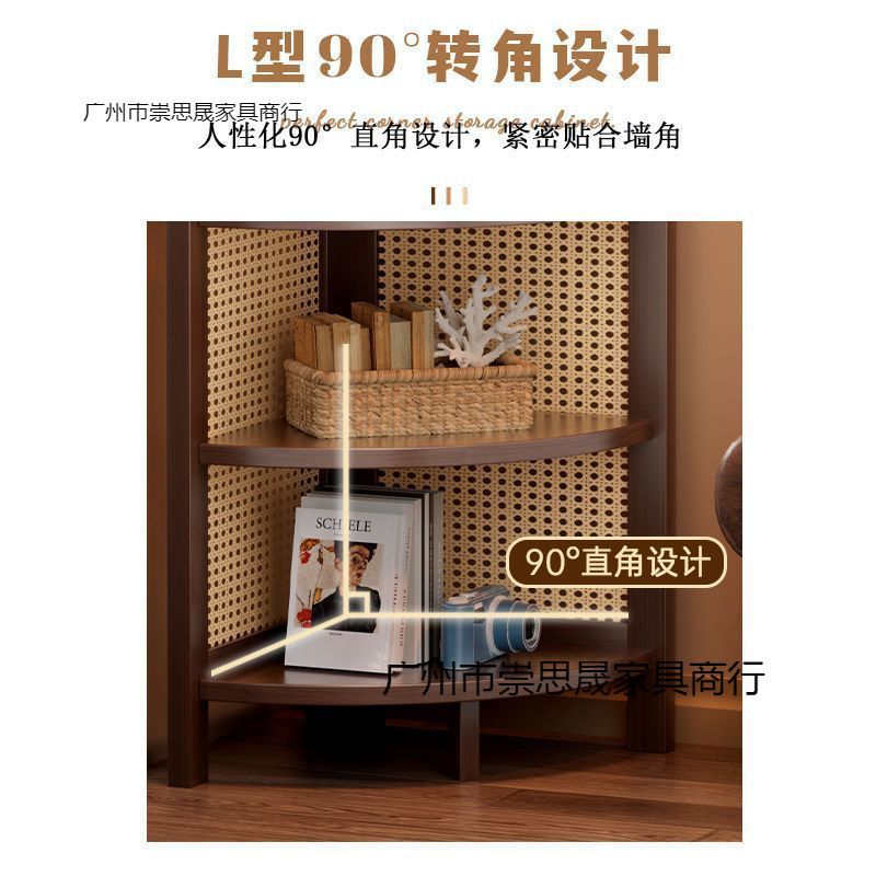 日式藤编屏风隔断客厅遮挡复古实木卧室小户型入户简约杂志架书架|undefined