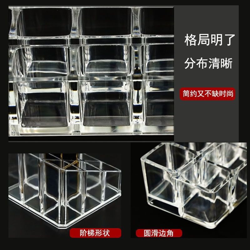 Acrílico transparente cosmético lápiz labial lápiz labial multi-rejilla soporte de exhibición de escritorio caja de almacenamiento venta al por mayor venta directa de fábrica