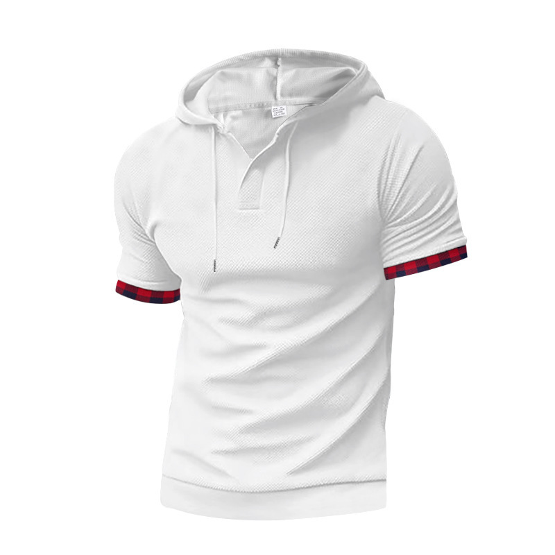 Men's Waffle Knit Hooded T-Shirt And Shorts Set - Summer Athletic Casual Short Sleeve Outfit_viptrois.com