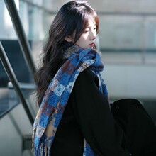 围巾女款2025新款冬季秋冬韩系氛围感蓝咖日系高级感女士学院风秋