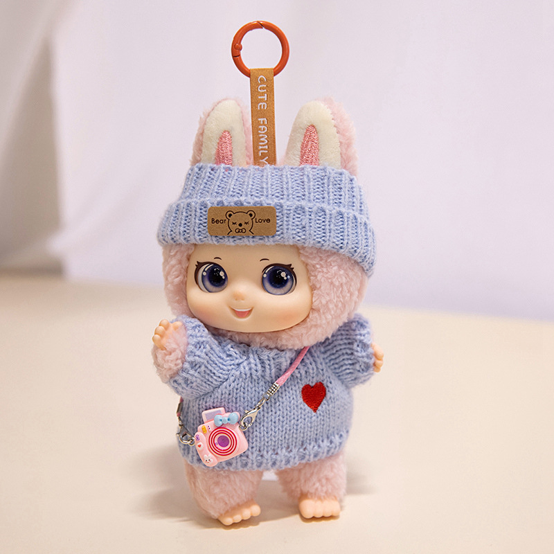 Cute silicona mascota familia colgante juguetes de peluche muñeca muñeca mochila muñeca llaveros muñeca