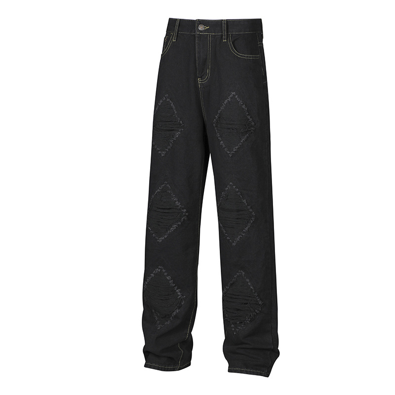 Pantalones Vaqueros Rotos para Hombre de Mezclilla de Poliéster, Corte Recto, Lavado con Agua, para Uso Casual image 4