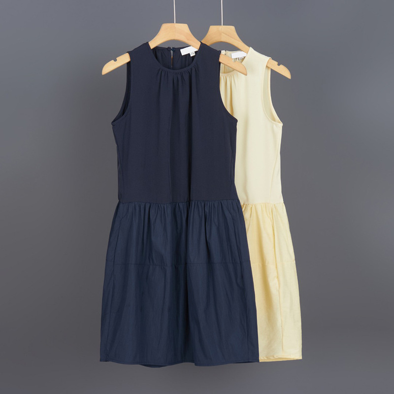 2026 Nordic Style Elegant Patchwork Round Neck Slim Fit Casual Sleeveless Dress 265-13 2026 Nordic Style Elegant Patchwork Round Neck Slim Fit Casual Sleeveless Dress 265-13