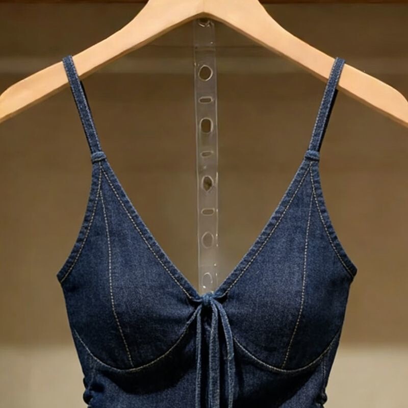 Stylish European and American Denim Camisole for Outerwear, New Casual Sleeveless Simple Top, Niche Pure Desire Base Shirt