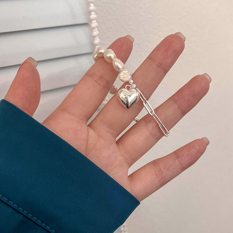S Yintai Silver Vintage Baroque Pearl Love Bracelet Student Light Luxury High End Feel Handmade Jewelry_voghion.com