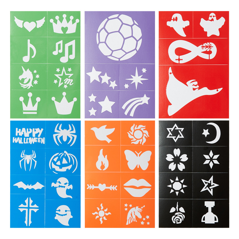 6 colorful stencil stickers