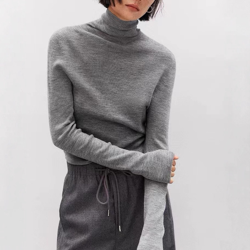 High Craftsmanship 18-Pin "All-In-One" German Yangtze by Fine Wool Turtleneck Bottoming Knitted S34424Yd