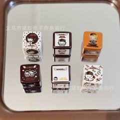14mm咖色系棒球KT猫方块串珠 diy儿童饰品手机链包挂钥匙扣材料