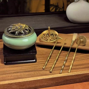 Household Chinese Aromatherapy Incense Seal Tool Kit 5-Piece Set + Ice Cracked Incense Burner Set a Fragrance Shop Zen Incense Seal