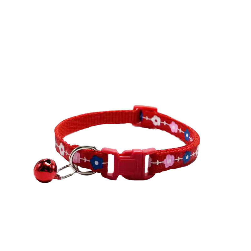 Amazon mascotas transfronterizas al por mayor collar de mascotas flor impresión collar de campana collar de perro gato collar en stock