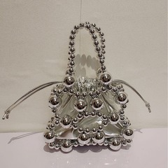 New product trendy fashion handmade bead top-quality bead vegetable basket bag shoulder bag with high-end feel