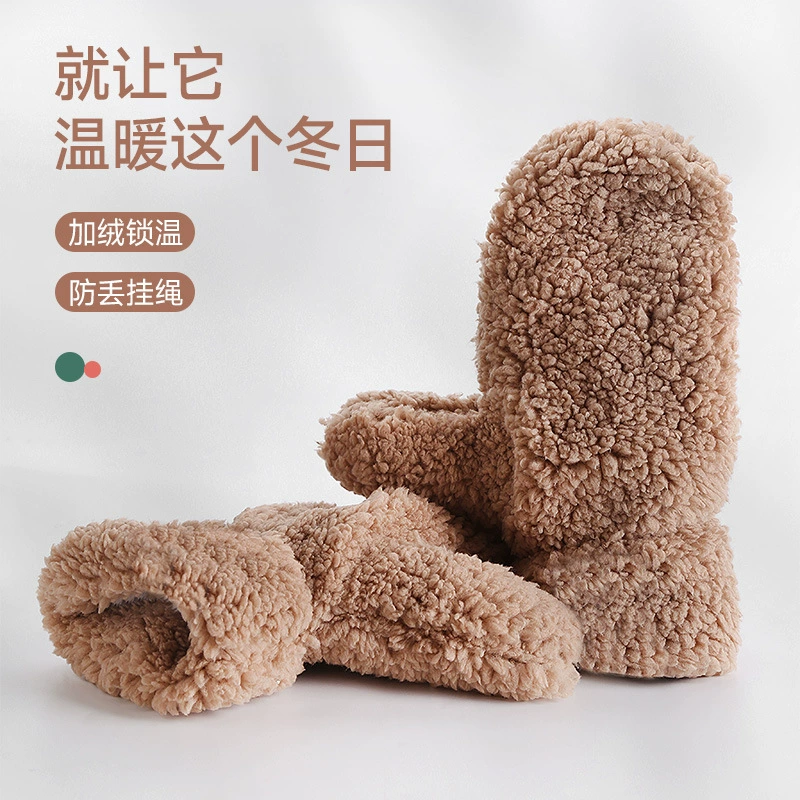 Оптовые зимние перчатки, теплые и милые, в корейском стиле, простые однотонные, морозостойкие, на флисовой подкладке, утолщенные, из немецкого вельветового плюша, для студентов.