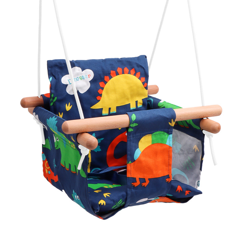 Customized Red House Amazon Dinosaur Boudou Swing Indoor and Outdoor Cotton and Linen Children's Hanging Chair Infant Swing