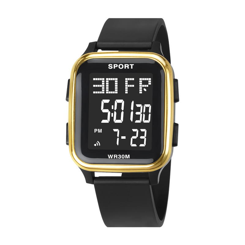 Reloj electrónico deportivo al aire libre cuadrado de moda, cronógrafo luminoso multifuncional, fabricante de relojes electrónicos de moda para estudiantes al por mayor