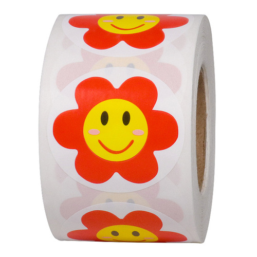 Wholesale cute smiley red flower stickers to praise children and reward thumb stickers stickers