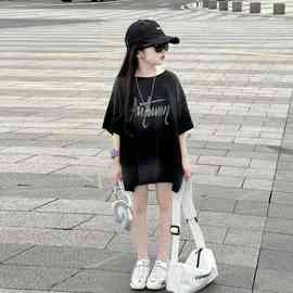 【俏妮卡】女童短袖t恤纯棉夏装洋气女孩中大童半袖圆领夏季上衣