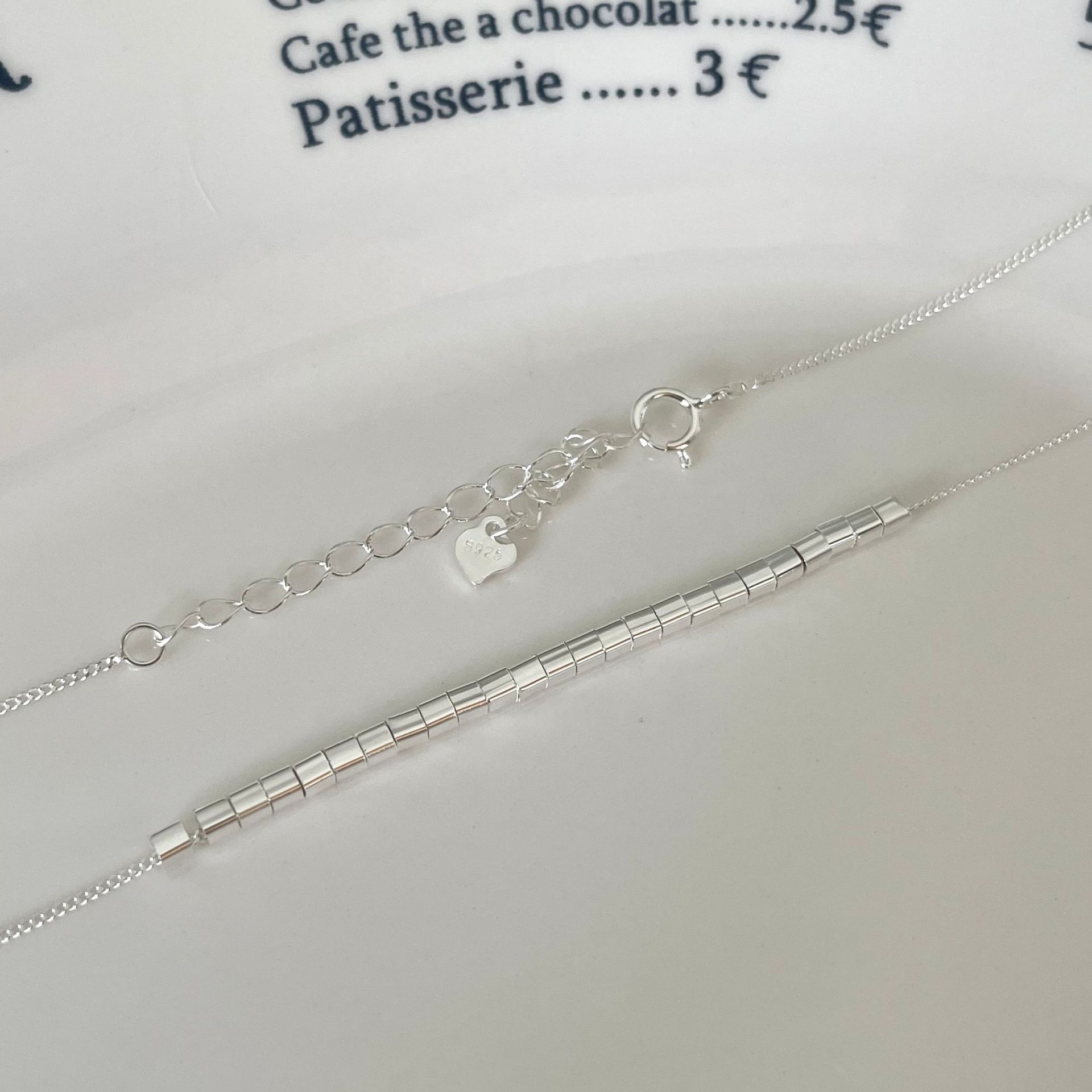 925 Sterling Silver Material Square Pattern Women'S Gender 925 Sterling Silver Curb Chain Square Necklace