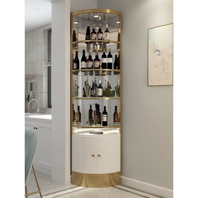 Stainless steel Wine cabinet Light extravagance Triangle cabinet Glass Postmodern Corner a living room Sector European style