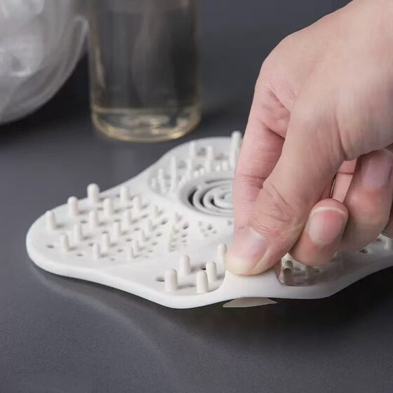 Floor Drain Cover Anti-Odor Pad Sink Suction Cup Anti-Shift Portable Sewer Hair Plastic Filter Handle Floor Drain Pad