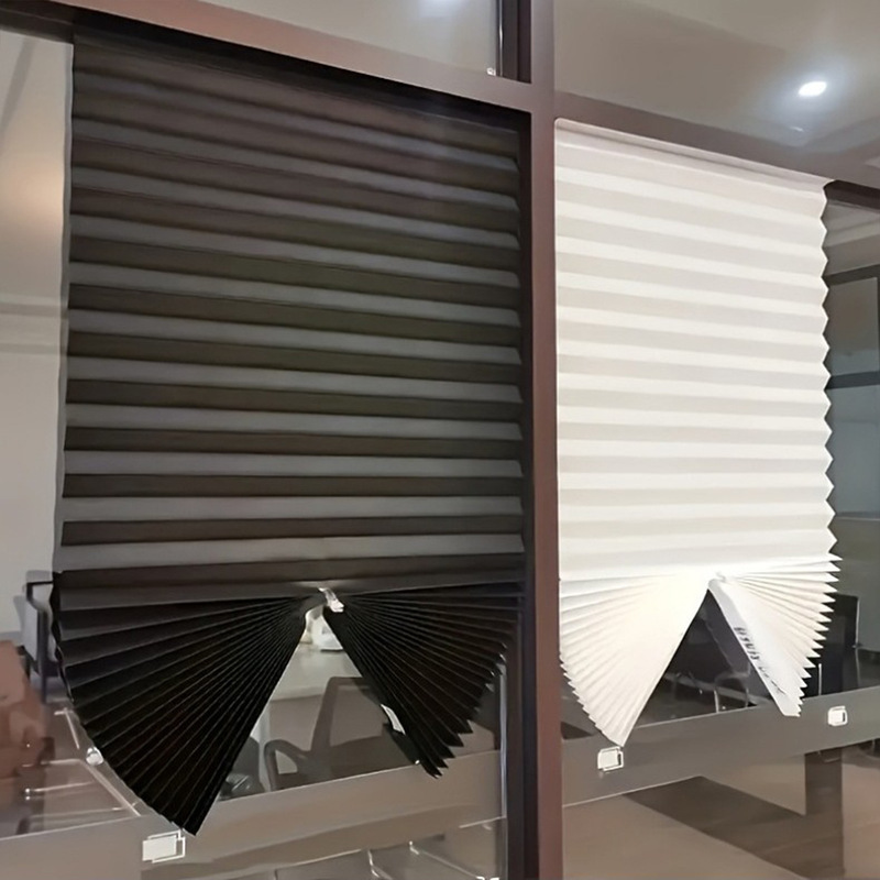 Cross-border Non-woven Fabric Paste Folding Curtain Pleated Curtain Semi-full Shading Non-woven Fabric Private Screen Sunshade Window Blinds