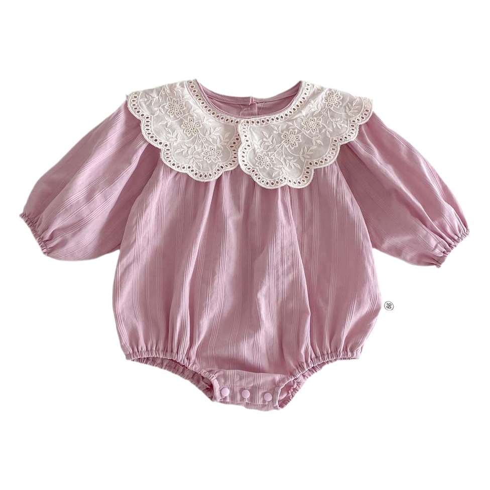 Ropa de bebé primavera y otoño moda gran solapa vaina bebé dulce mono recién nacido salida mameluco