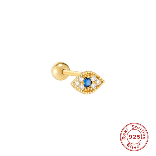 S925 sterling silver single evil eye diamond pierced cartilage earrings cross-border best-selling personalized evil eye earrings