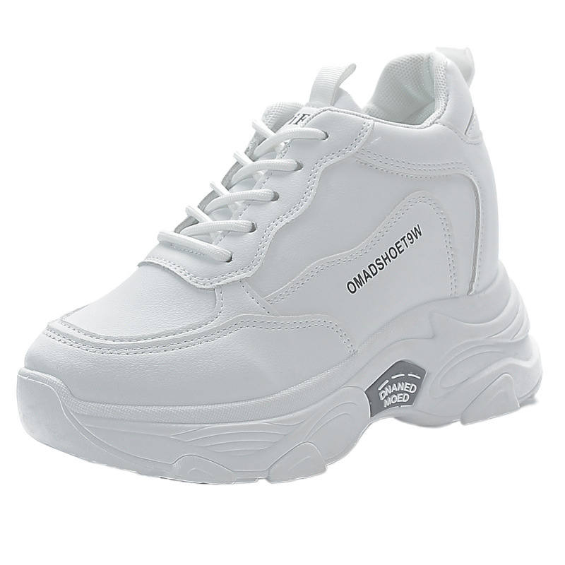 Aumentar la altura interior de los zapatos de primavera y otoño de las mujeres nuevas zapatillas deportivas casuales transpirables para mujeres