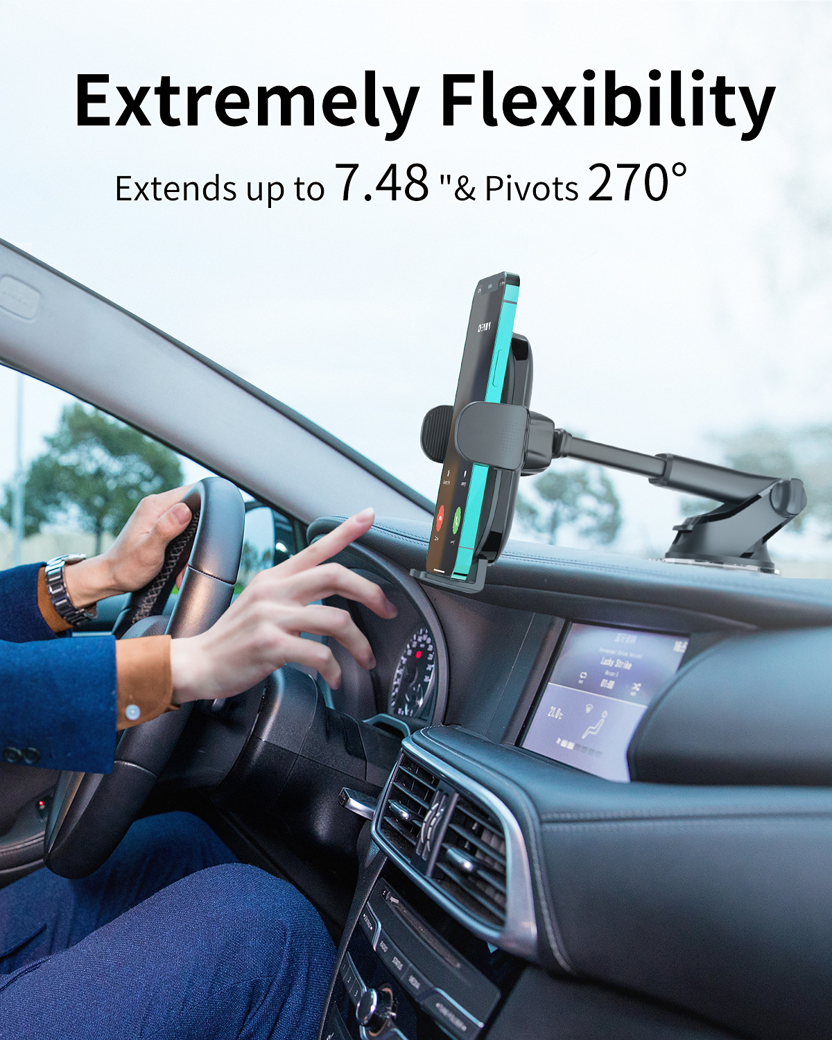 Porta cellulare per auto rotante elettronico neutro pieghevole universale push-pull per sedile posteriore nero_voghion.com