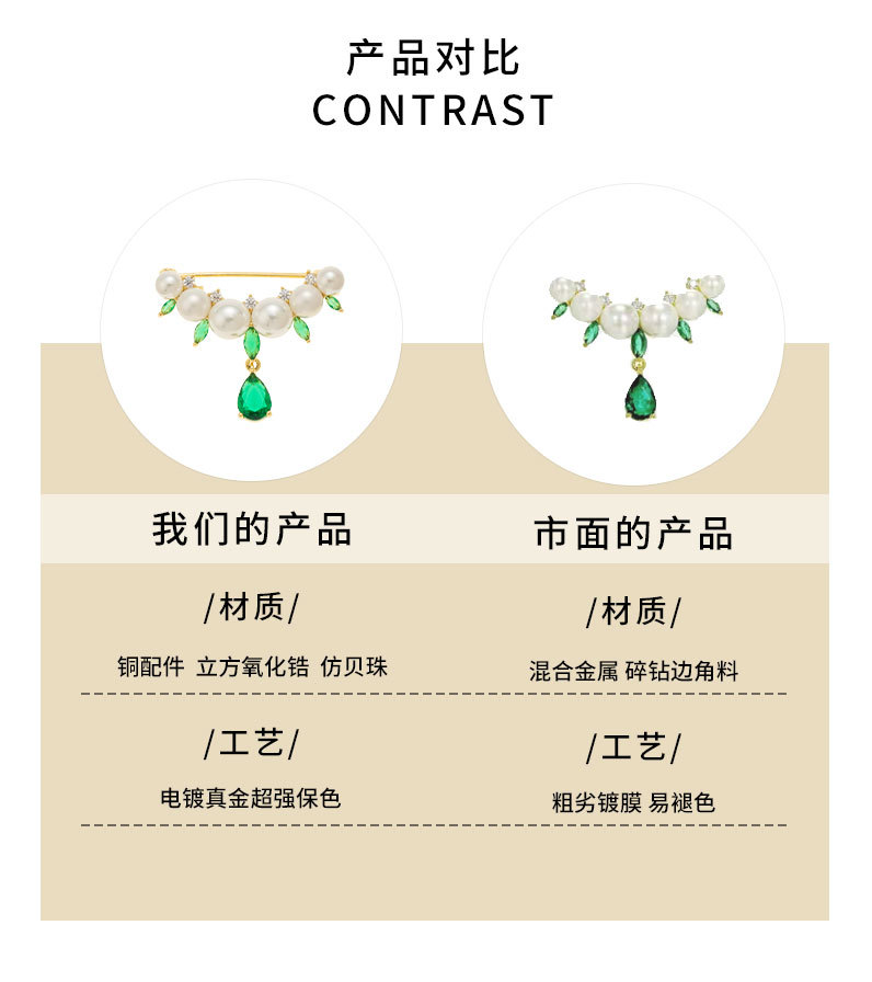 简约百搭珍珠水滴胸针小众设计轻奢风胸花新品个性潮款