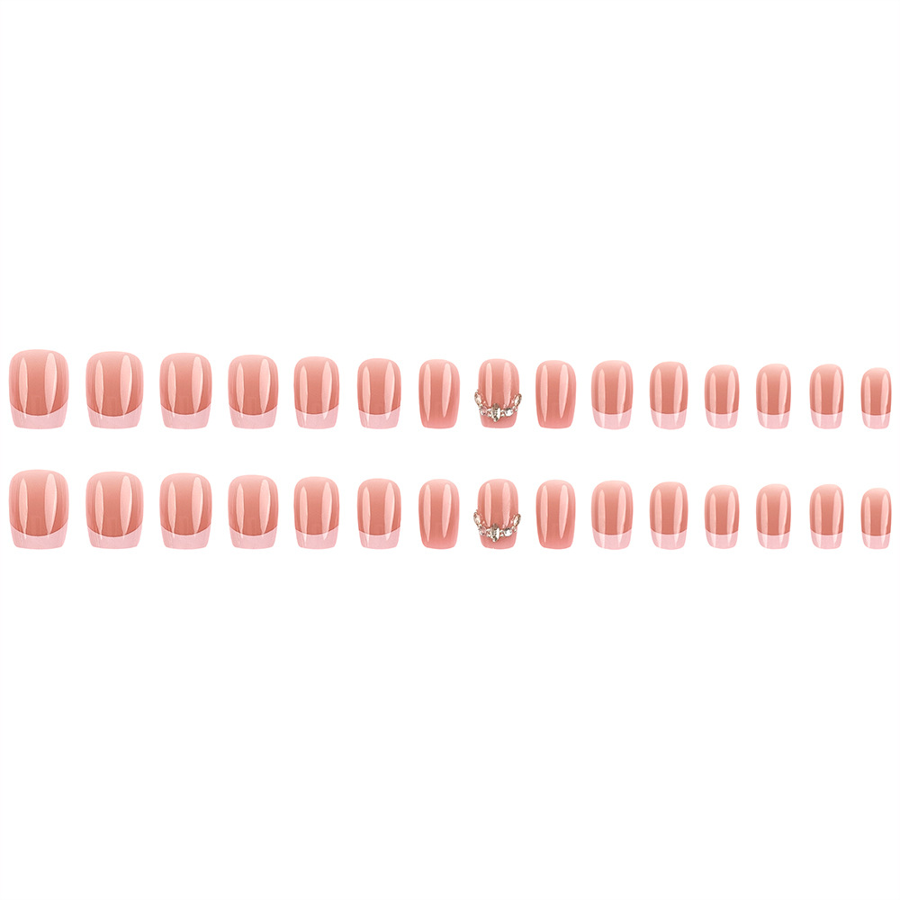 30 piezas de uñas de manicura francesa dulce, el temperamento es blanco, parche de uñas desmontable, uñas de diamantes de gran venta