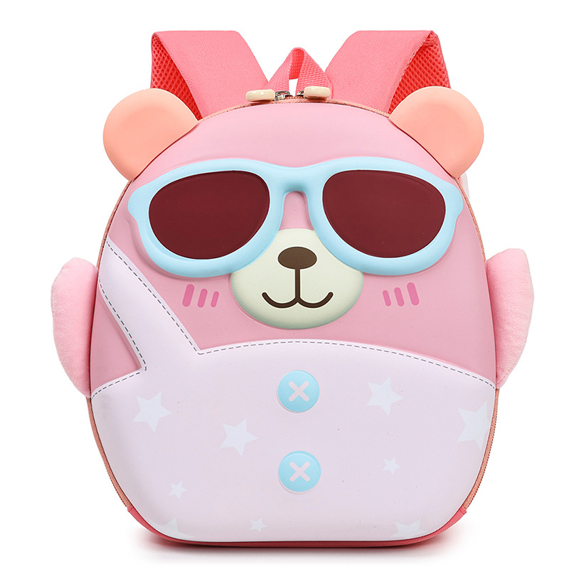 Mochila de niña encantadora, caricatura tridimensional oso, mochila de jardín de infantes, mochila de preescolar transpirable para niños