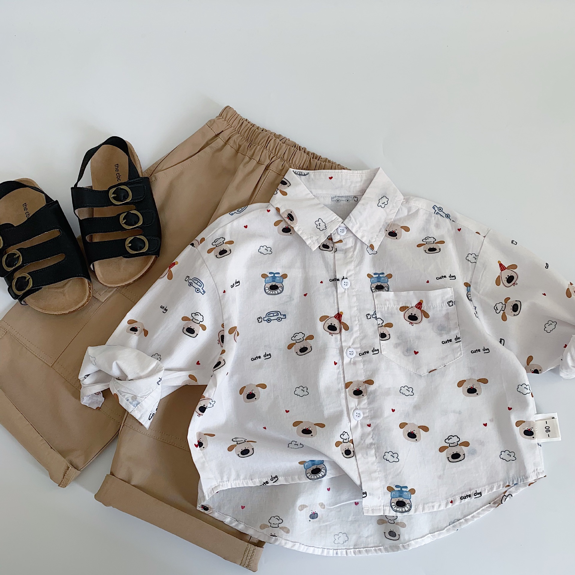 Camisas para niños Mai Bao 2025 otoño niñas y niños lindos dibujos animados perros camisas de manga larga ropa de otoño bebé cabello