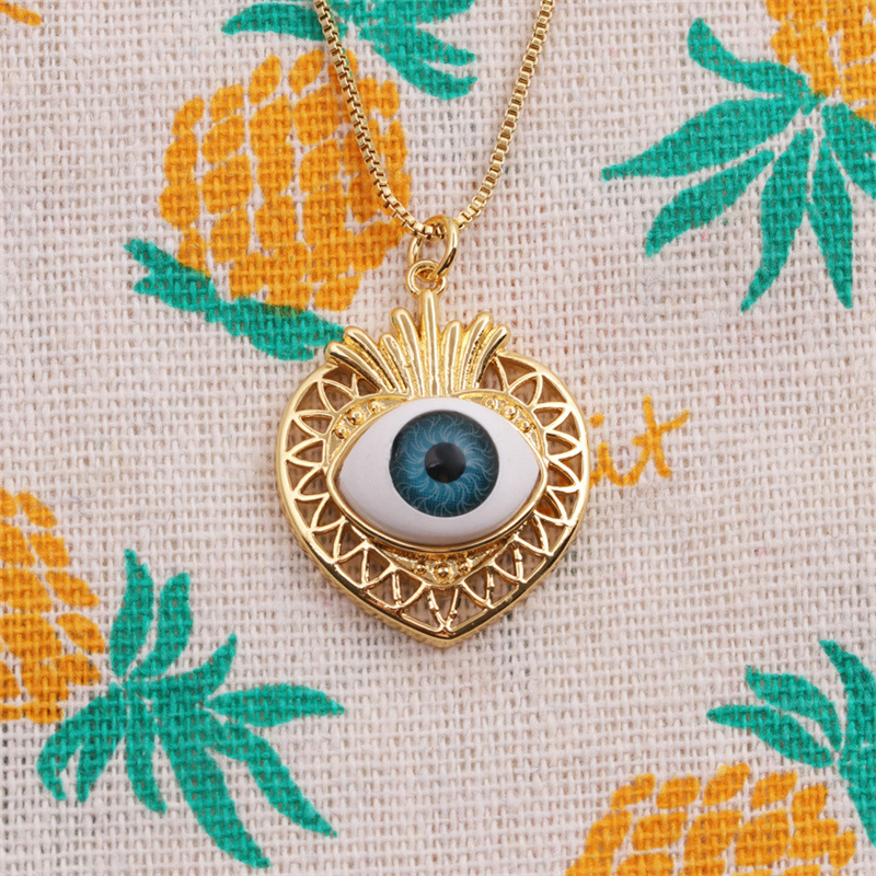 fashion hollow eye heart copper necklace wholesale nihaojewelry