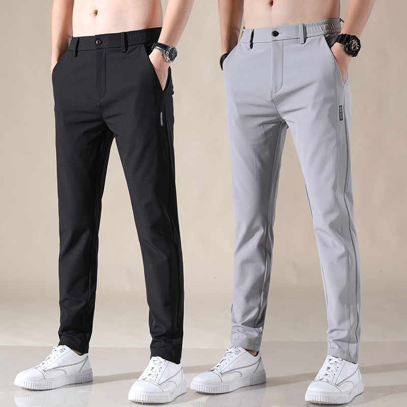 Lightweight simple men's casual pants half elastic Korean sports pants summer Foreign Trade popular work pants men's fashion