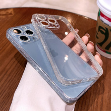 星空闪粉适用苹果14promax手机壳新款透明iPhone13镜头全包保护套