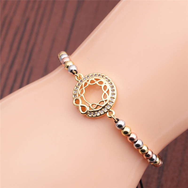 Ethnic Style Zircon Gold Infinity Geometric Adjustable Bracelet display picture 6