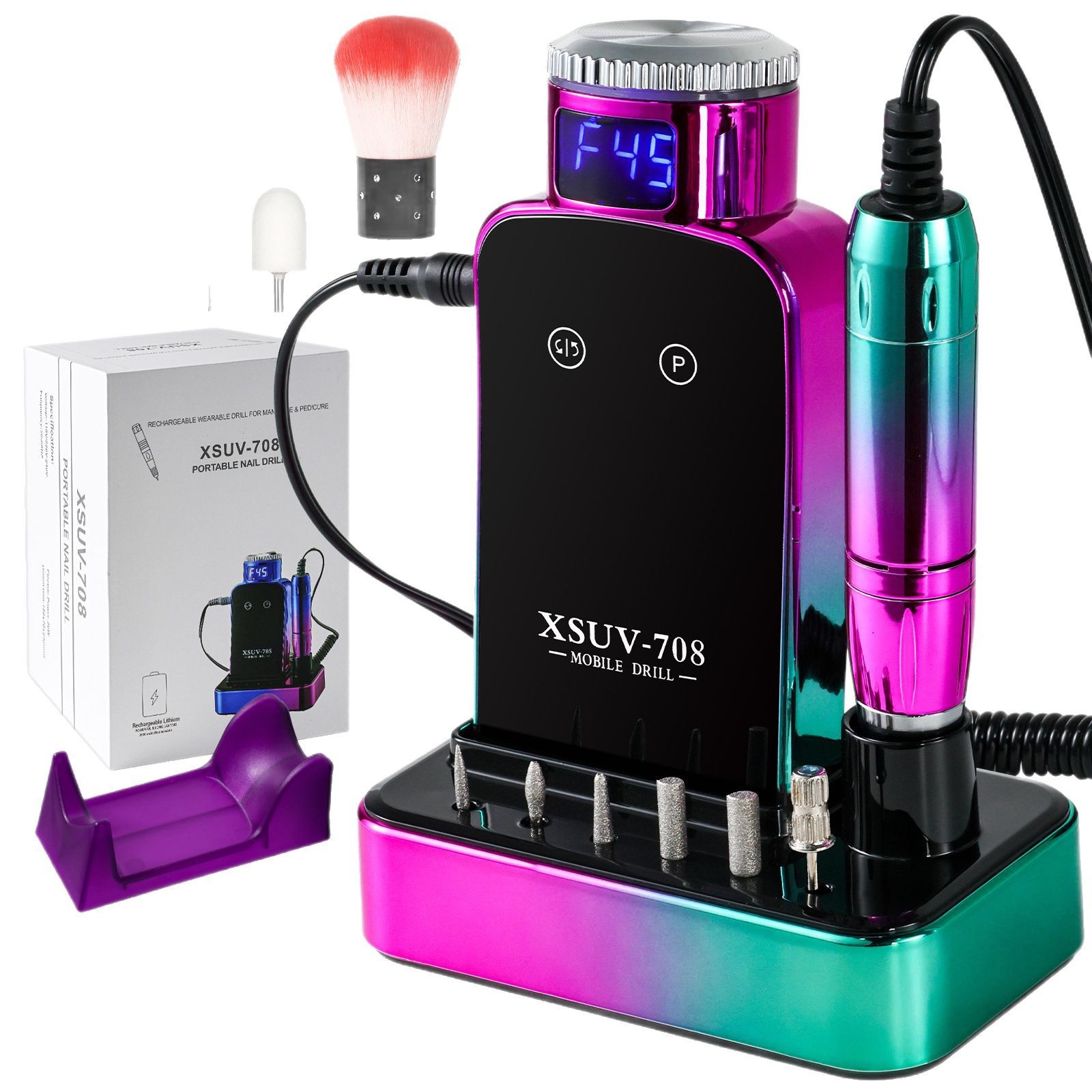 Venta caliente transfronteriza sin escobillas 40000 rpm de almacenamiento eléctrico lijadora de uñas base de carga descarga portátil de uñas para eliminar la piel muerta