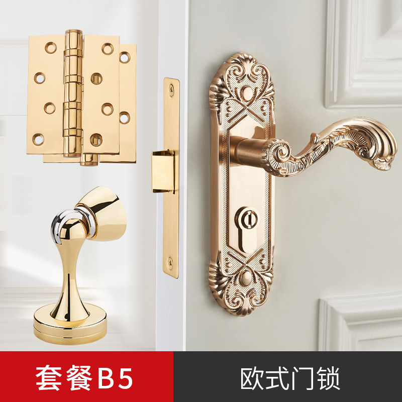 Evergrande PVD oro sola lengua mudo de madera cerradura de la puerta interior dormitorio Hogar Universal habitación puerta cerradura manija de la puerta