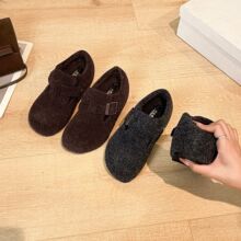 内增高5CM灰色毛毛鞋女秋冬外穿厚底勃肯单鞋加绒包头半拖懒人棉