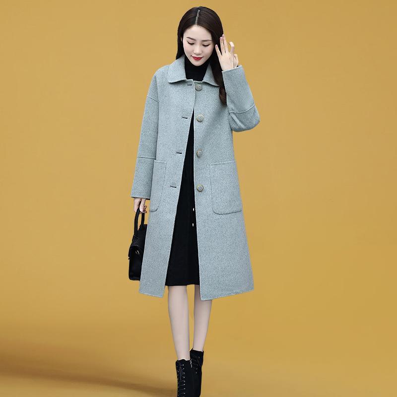 毛呢外套女中长款冬装2025年新款女装冬季娃娃领气质红色呢子大衣|undefined