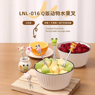 跨境卡通创意水果叉 可爱家用甜品叉食品级不锈钢水果叉子